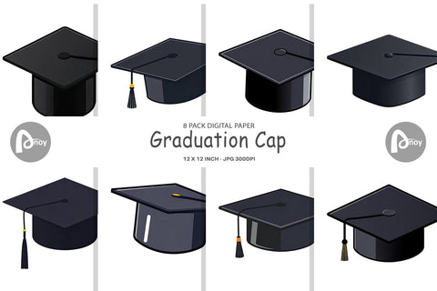 Digital Paper Graduation Cap Digital Pattern artnoy 