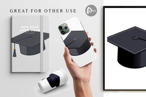 Digital Paper Graduation Cap Digital Pattern artnoy 