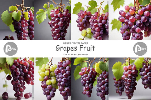 Digital Paper Grapes Fruit Digital Pattern artnoy 