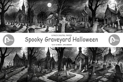 Digital Paper Graveyard Halloween Digital Pattern artnoy 