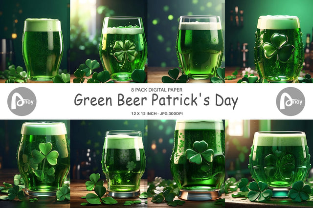 Digital Paper Green Beer Patrick's Day Digital Pattern artnoy 
