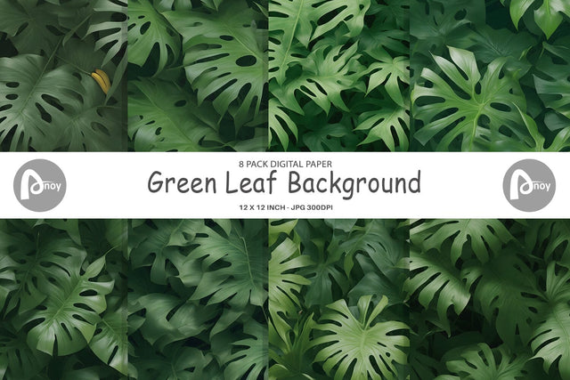 Digital Paper Green Leaf Background Digital Pattern artnoy 