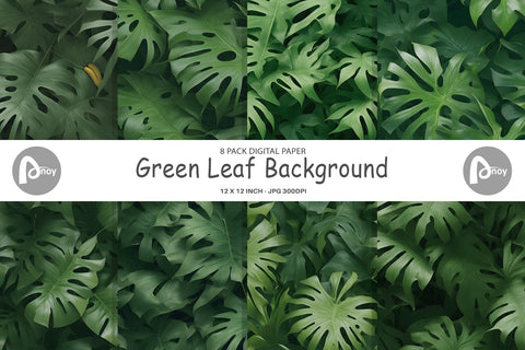 Digital Paper Green Leaf Background Digital Pattern artnoy 