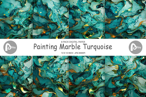 Digital Paper Green Marble Painting Digital Pattern artnoy 