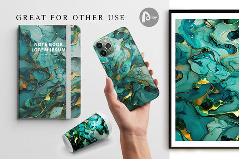 Digital Paper Green Marble Painting Digital Pattern artnoy 