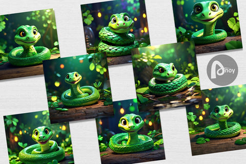 Digital Paper Green Snake Patrick's Day Digital Pattern artnoy 