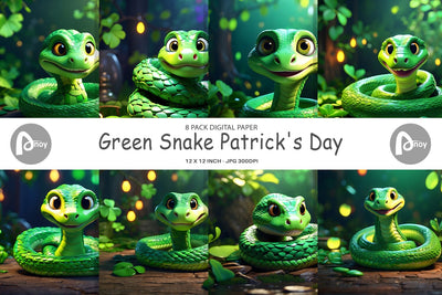 Digital Paper Green Snake Patrick's Day Digital Pattern artnoy 