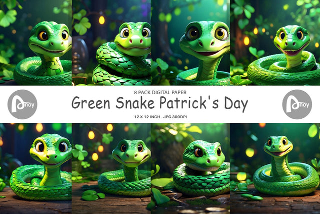 Digital Paper Green Snake Patrick's Day Digital Pattern artnoy 