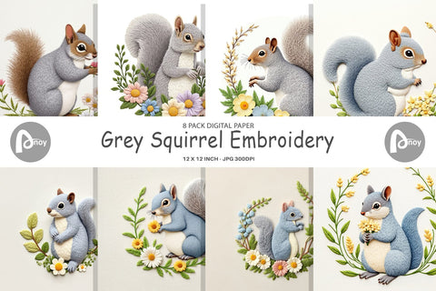Digital Paper Grey Squirrel Digital Pattern artnoy 