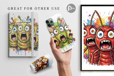 Digital Paper Gritty Comic Garden Insects Heatwave Digital Pattern artnoy 
