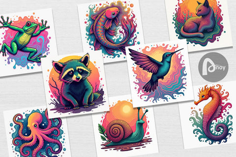 Digital Paper Groovy Animal Swirls Digital Pattern artnoy 