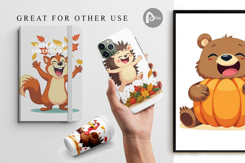 Digital Paper Groovy Fall Critters Digital Pattern artnoy 