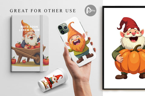 Digital Paper Groovy Fall Gnomes Digital Pattern artnoy 