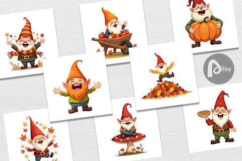 Digital Paper Groovy Fall Gnomes Digital Pattern artnoy 