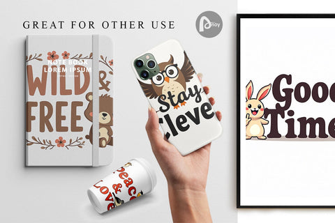 Digital Paper Groovy Friends Vintage Kawaii Animal Quote Digital Pattern artnoy 