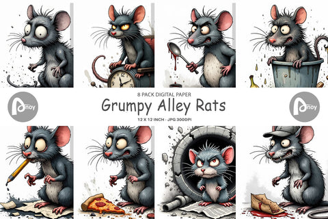 Digital Paper Grumpy Alley Rats Digital Pattern artnoy 