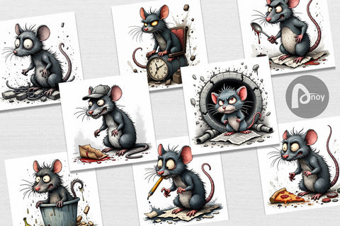 Digital Paper Grumpy Alley Rats Digital Pattern artnoy 