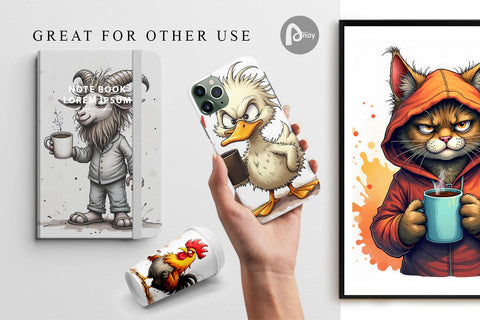 Digital Paper Grumpy Animal Mornings Digital Pattern artnoy 