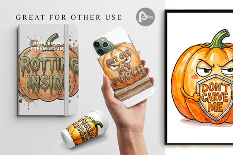 Digital Paper Grumpy Autumn Pumpkin Quote Digital Pattern artnoy 