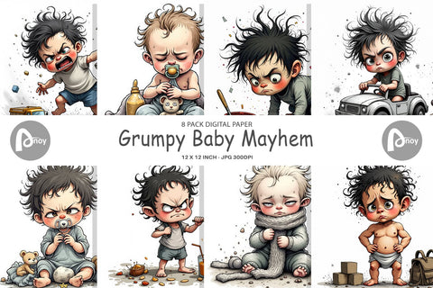Digital Paper Grumpy Baby Digital Pattern artnoy 