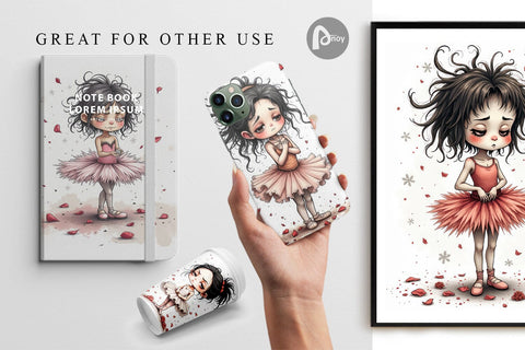 Digital Paper Grumpy Ballerina Chaos Digital Pattern artnoy 