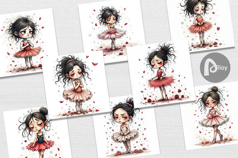 Digital Paper Grumpy Ballerina Chaos Digital Pattern artnoy 