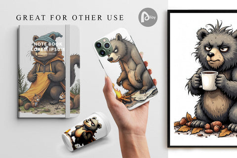 Digital Paper Grumpy Bear Camp Digital Pattern artnoy 