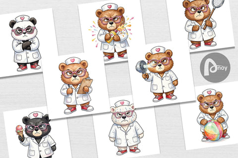 Digital Paper Grumpy Bear Nurse Attitude Sublimation artnoy 