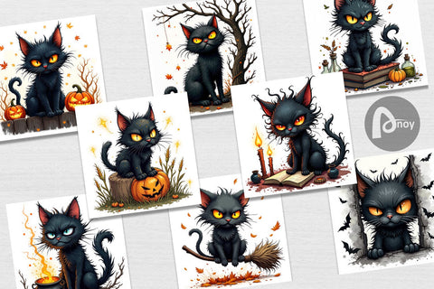Digital Paper Grumpy Black Cat Digital Pattern artnoy 