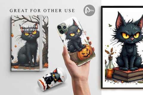 Digital Paper Grumpy Black Cat Digital Pattern artnoy 