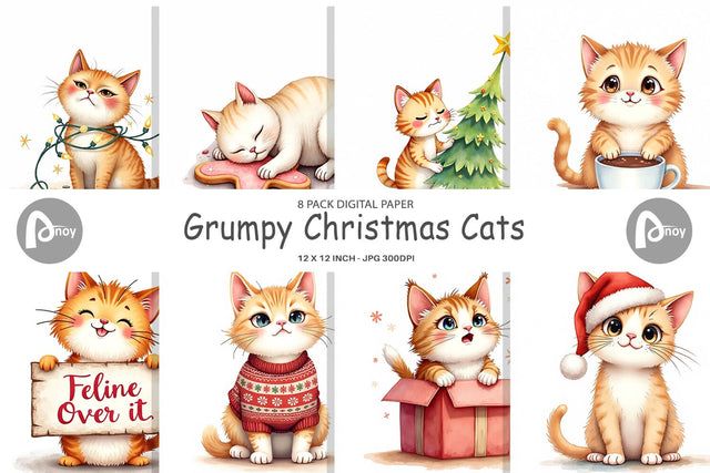 Digital Paper Grumpy Cats Digital Pattern artnoy 