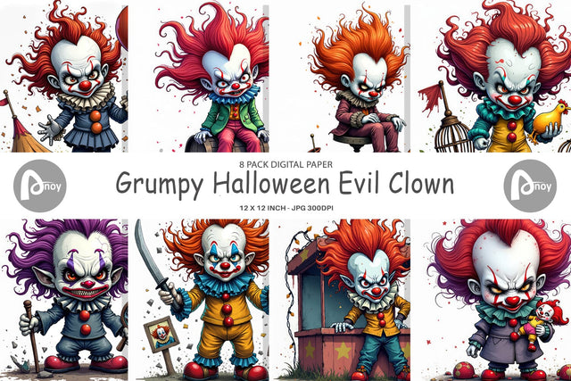 Digital Paper Grumpy Clown Digital Pattern artnoy 