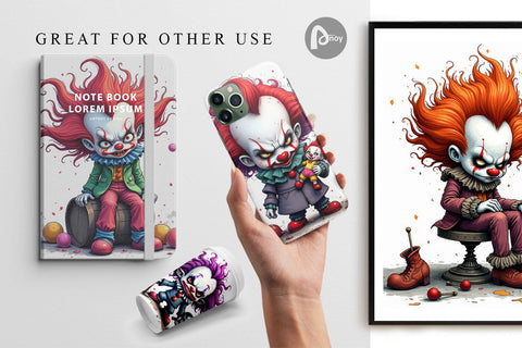 Digital Paper Grumpy Clown Digital Pattern artnoy 