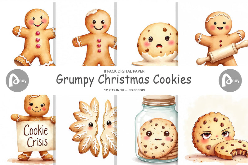 Digital Paper Grumpy Cookies Digital Pattern artnoy 
