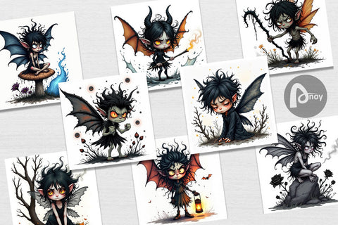 Digital Paper Grumpy Dark Fairy Digital Pattern artnoy 