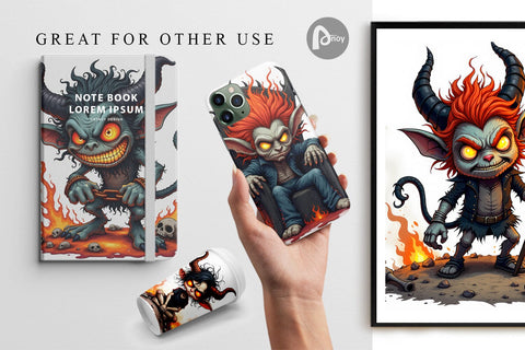 Digital Paper Grumpy Demon Digital Pattern artnoy 