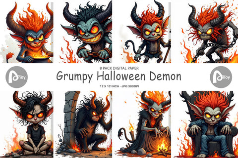 Digital Paper Grumpy Demon Digital Pattern artnoy 