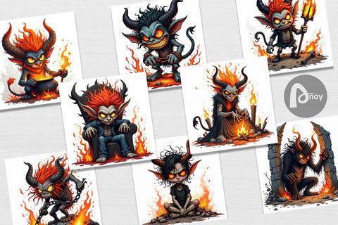 Digital Paper Grumpy Demon Digital Pattern artnoy 