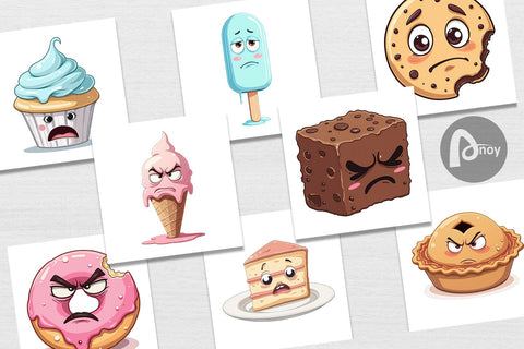 Digital Paper Grumpy Desserts Digital Pattern artnoy 