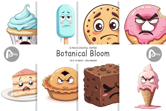 Digital Paper Grumpy Desserts Digital Pattern artnoy 