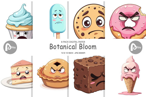 Digital Paper Grumpy Desserts Digital Pattern artnoy 