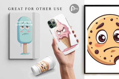 Digital Paper Grumpy Desserts Digital Pattern artnoy 