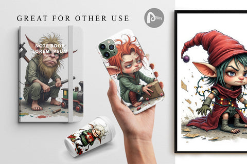 Digital Paper Grumpy Elf Workshop Digital Pattern artnoy 