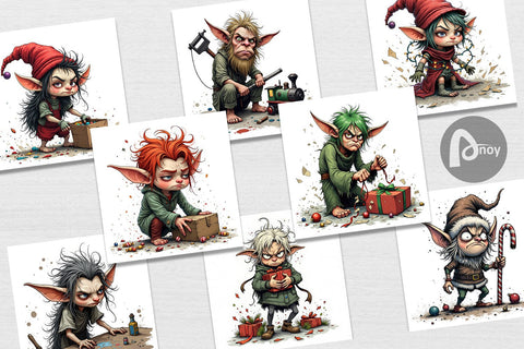 Digital Paper Grumpy Elf Workshop Digital Pattern artnoy 