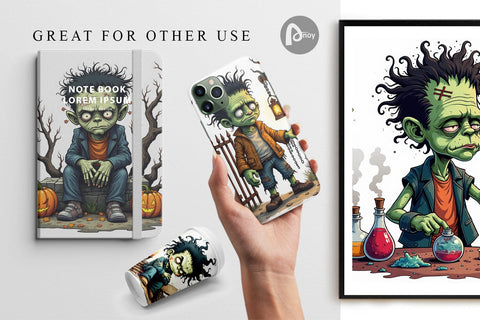 Digital Paper Grumpy Frankenstein Digital Pattern artnoy 