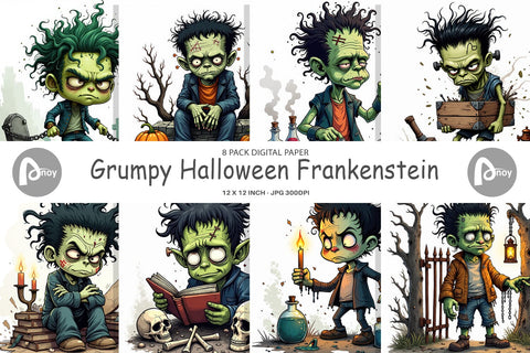 Digital Paper Grumpy Frankenstein Digital Pattern artnoy 