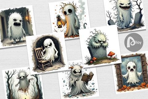 Digital Paper Grumpy Ghost Digital Pattern artnoy 