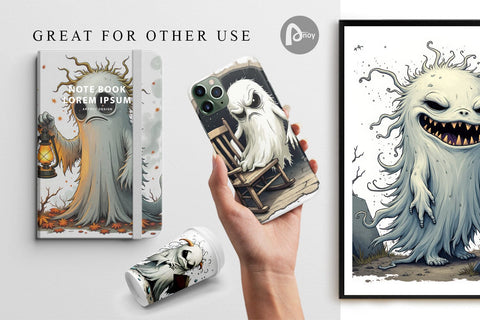 Digital Paper Grumpy Ghost Digital Pattern artnoy 