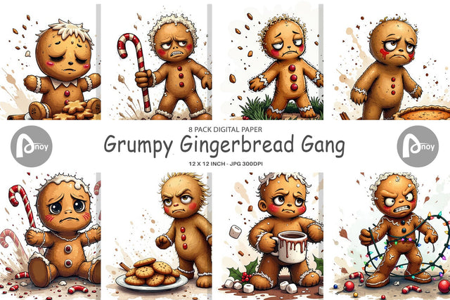 Digital Paper Grumpy Gingerbread Gang Digital Pattern artnoy 