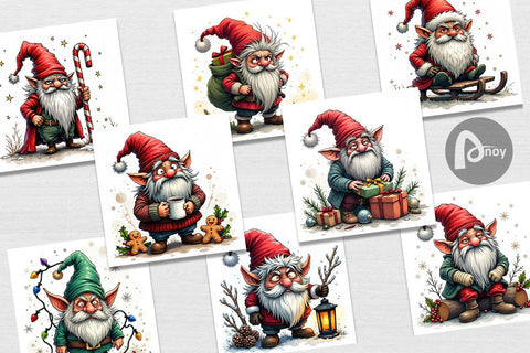 Digital Paper Grumpy Gnome Christmas Digital Pattern artnoy 